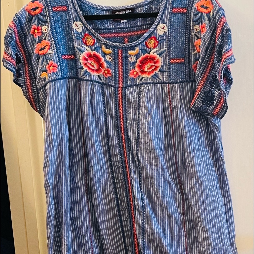 Johnny Was Embroidered Cotton Dress, xl